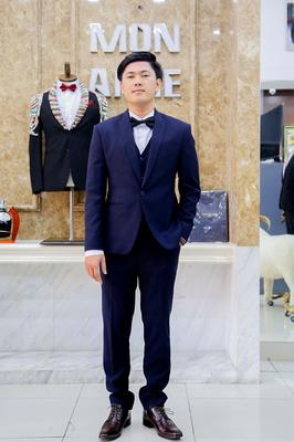 Set vest màu xanh đậm cực tây