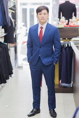 Set vest xanh dương tối giản