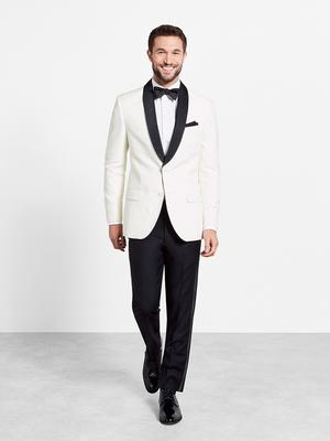 Bộ Suit Tuxedo Trắng phối đen 