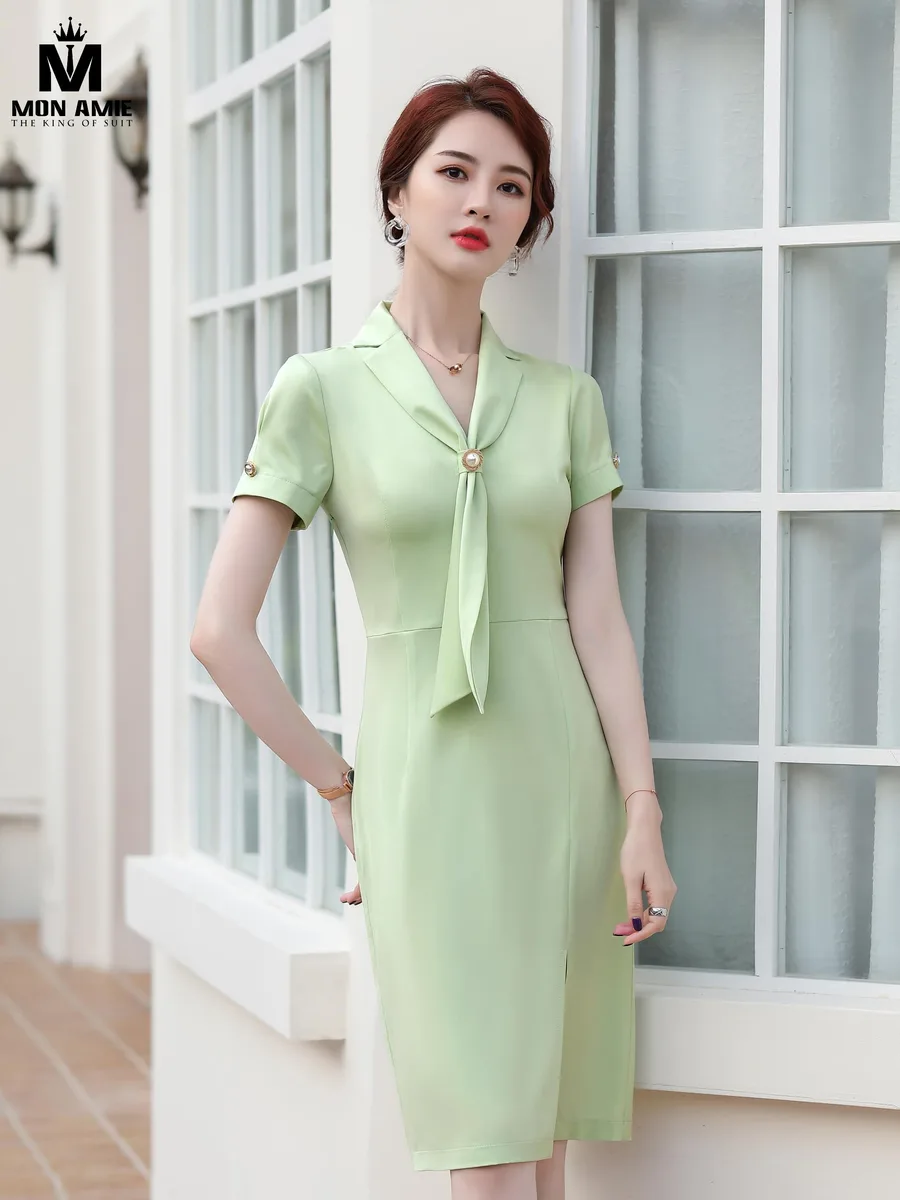 Mint Green Tie-Neck Blazer Dress