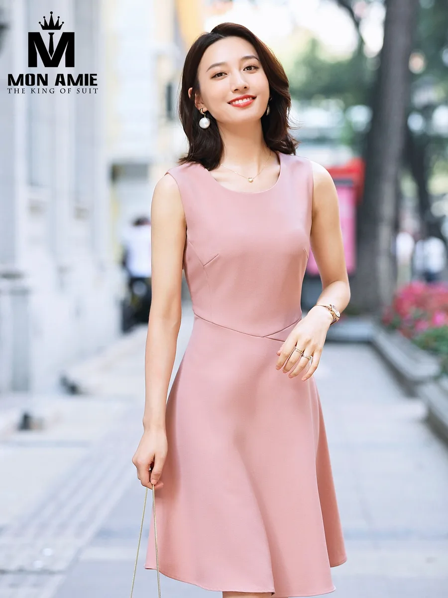 Dusty Pink Sleeveless A-Line Dress
