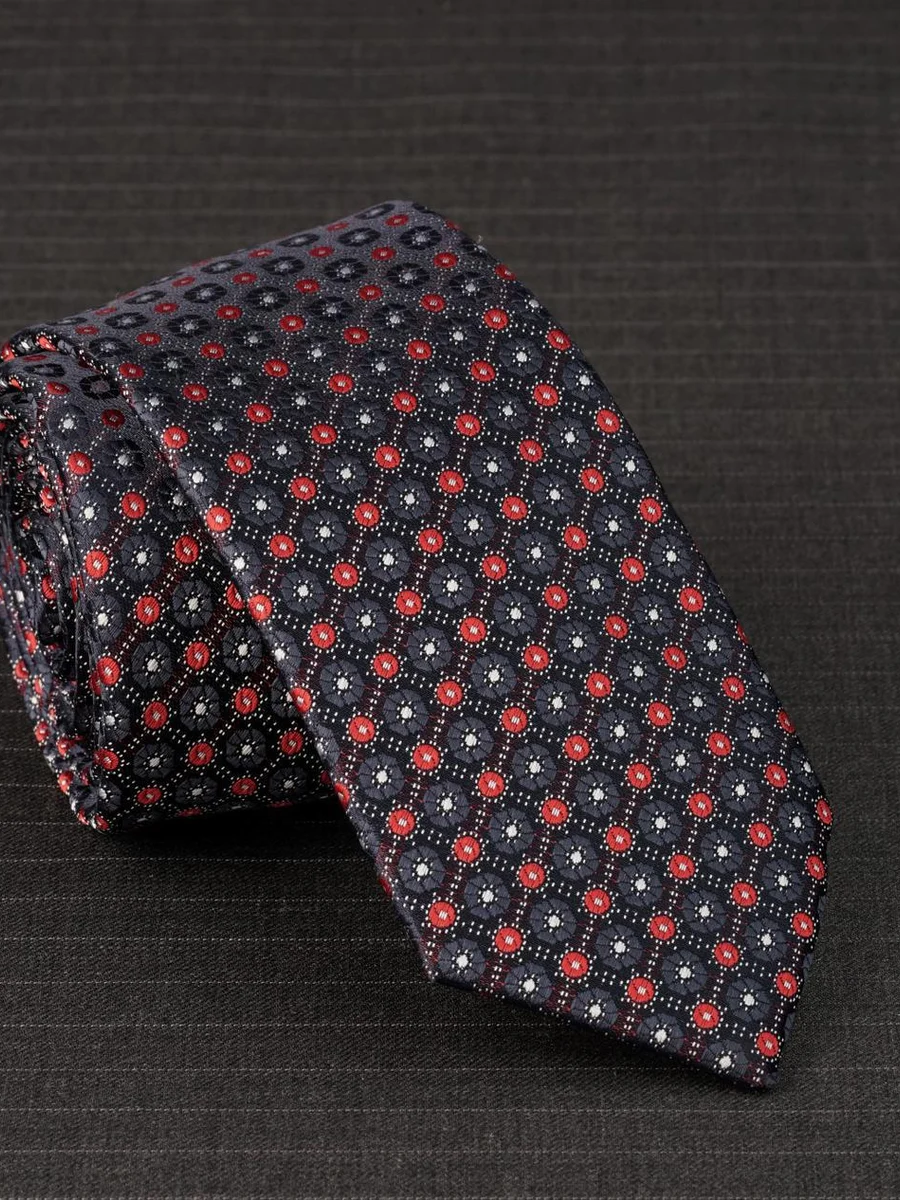 Navy Red Medallion Tie