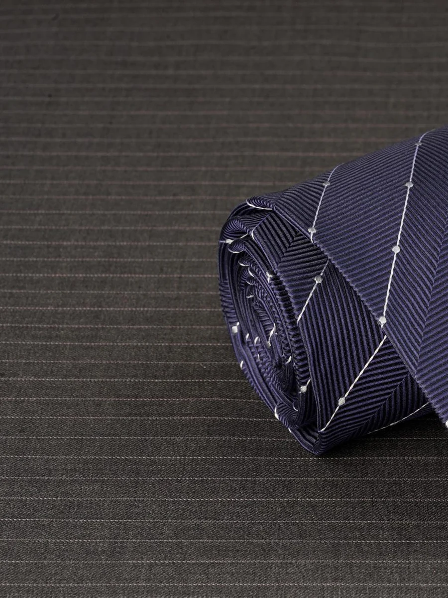 Charcoal Purple Striped Dot Tie