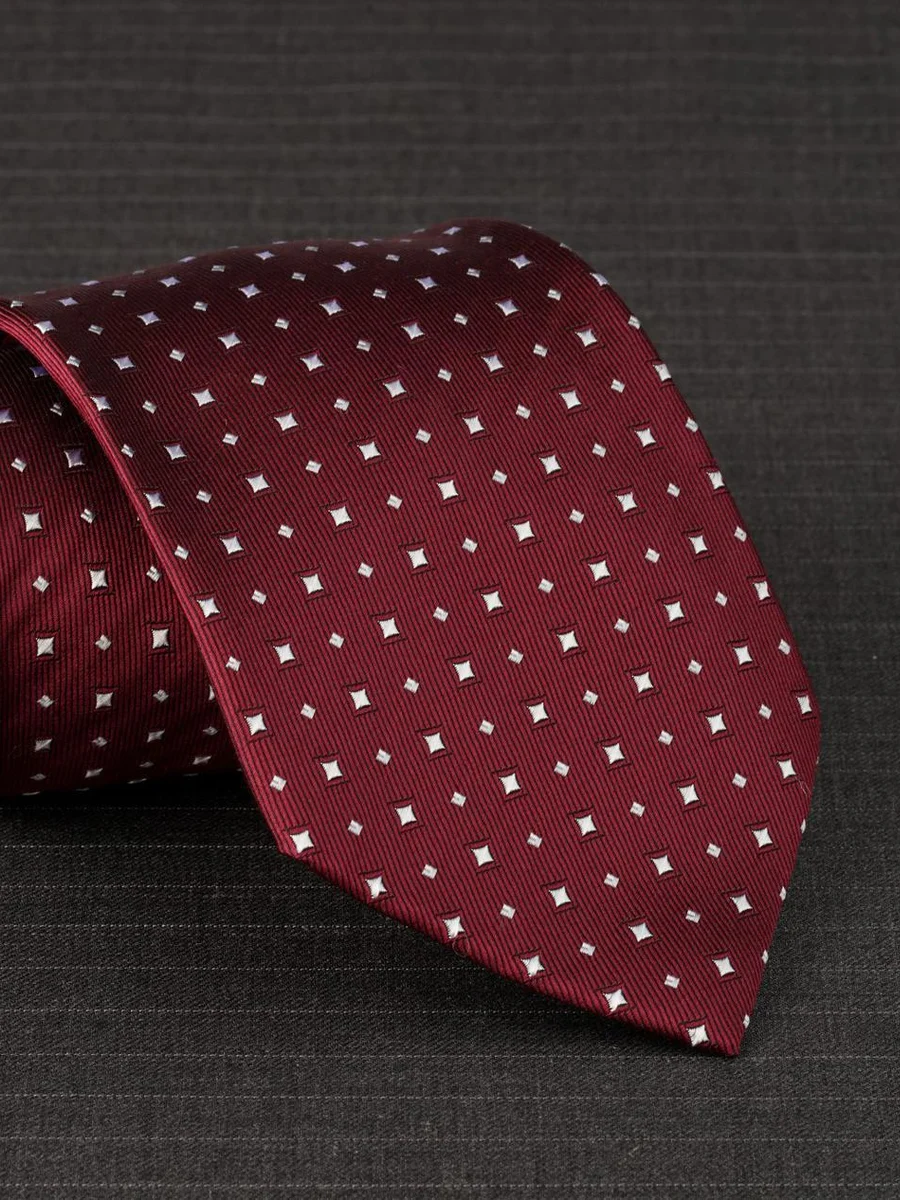 Burgundy Dotted Silk Tie