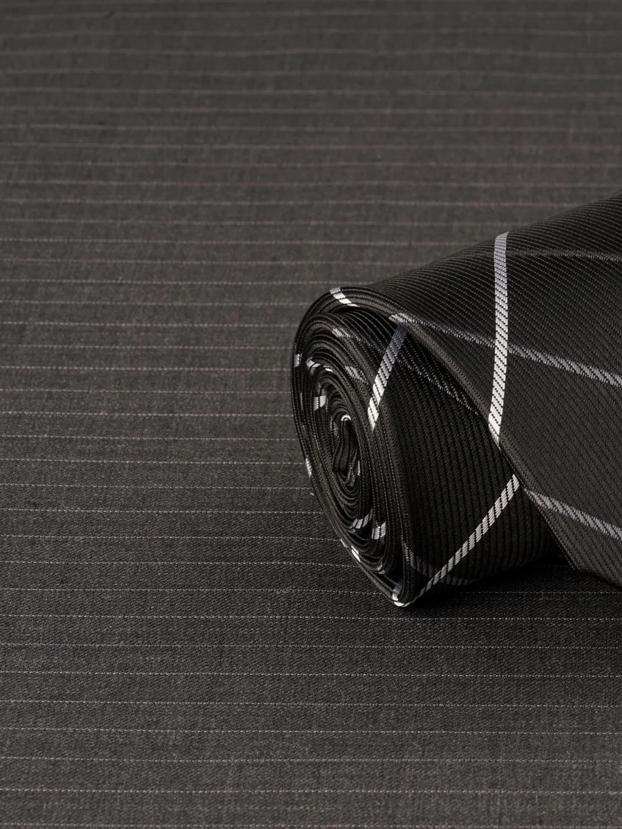 Black Windowpane Check Tie
