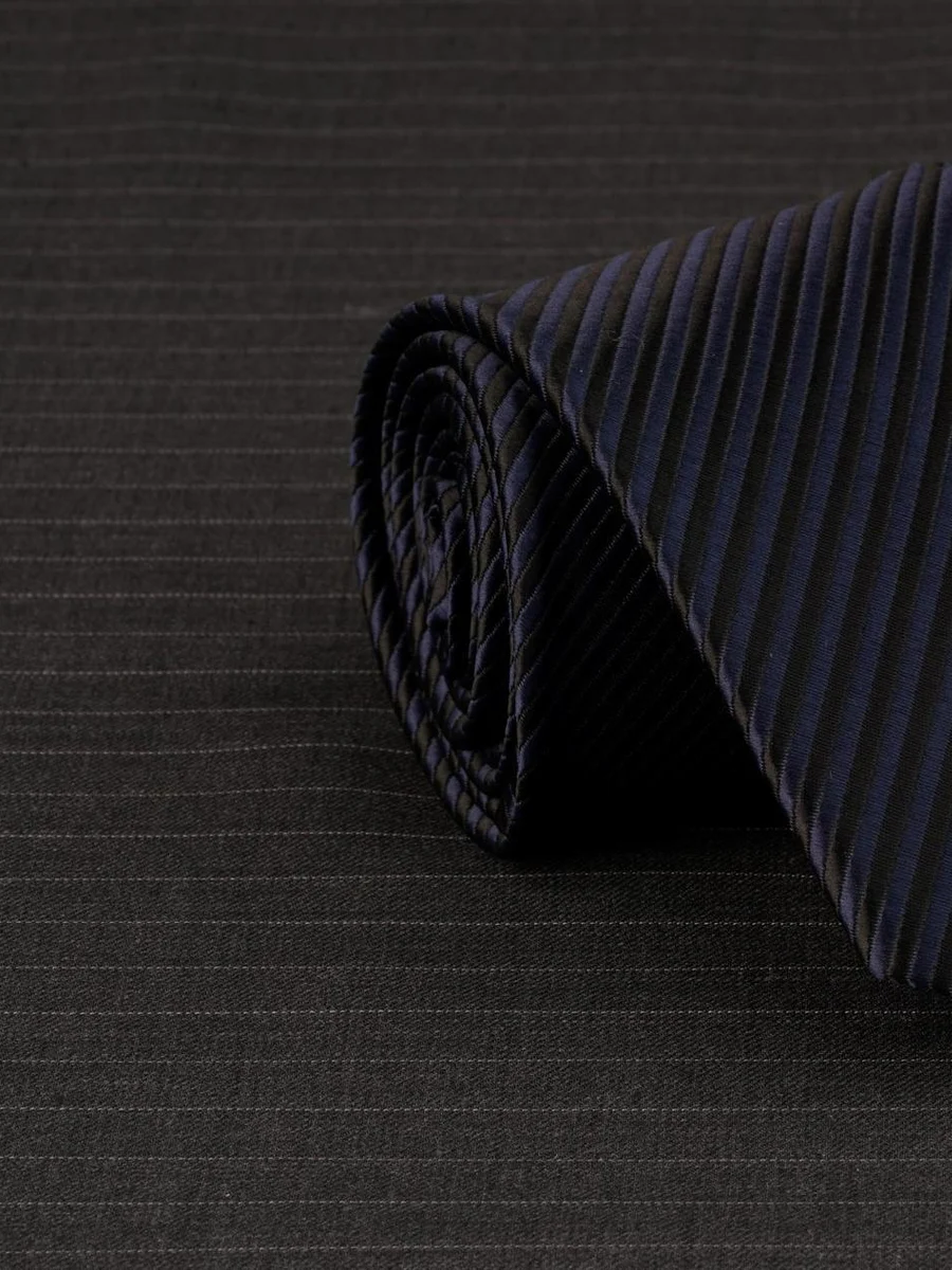 Navy Tonal Rib Stripe Tie