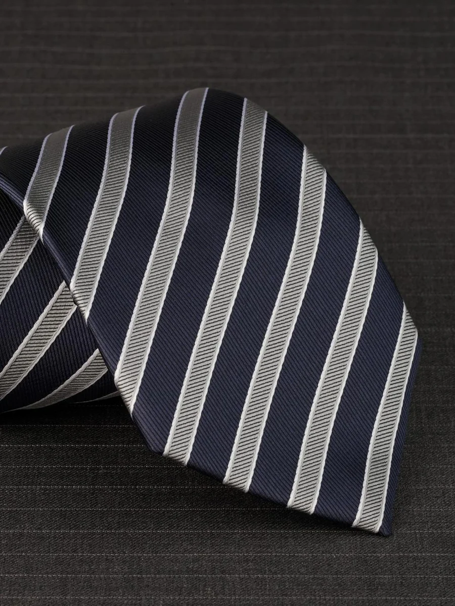 Navy Silver Regimental Tie