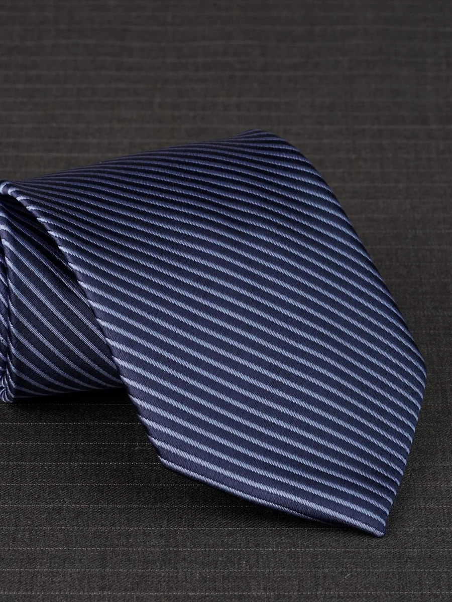Fine Line Steel Blue Tie