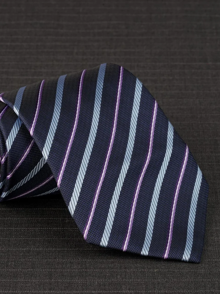 Navy Lavender Stripe Tie
