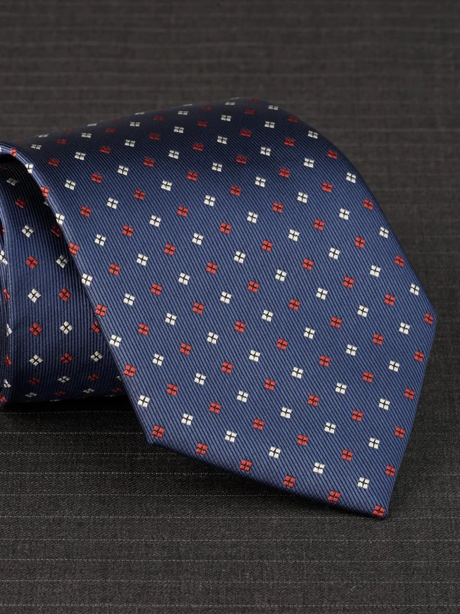 Navy Red White Foulard Tie