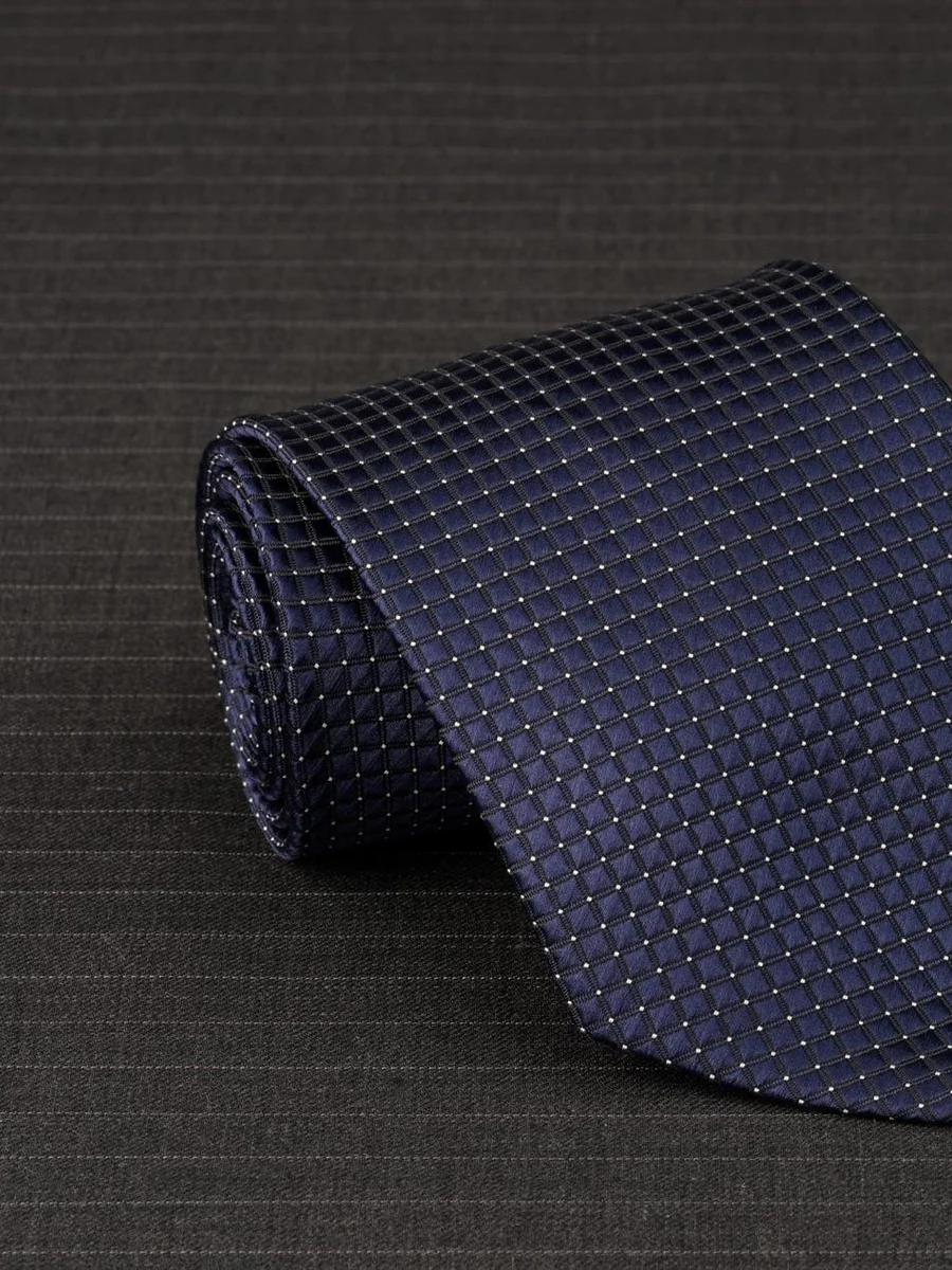 Navy Lattice Dot Tie