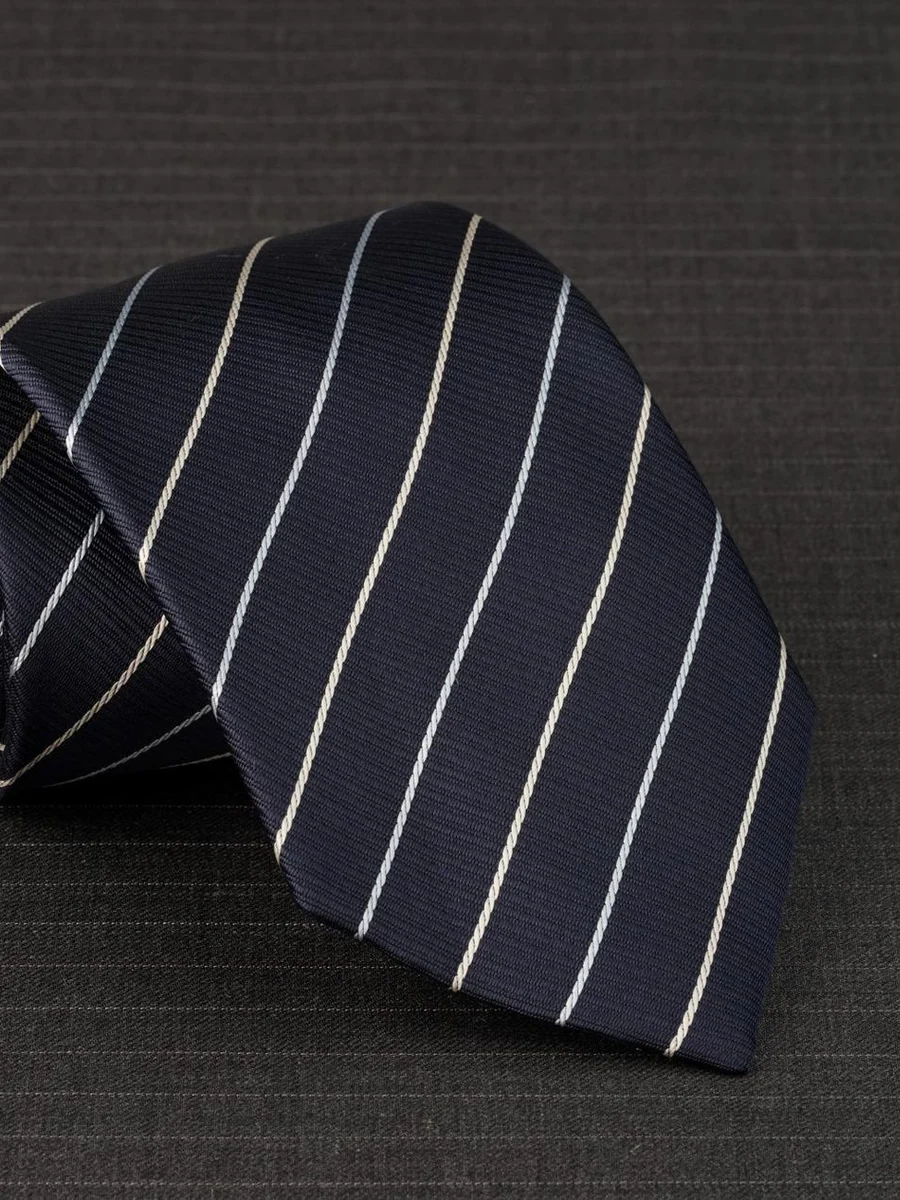 Navy Cream Diagonal Stripe Tie