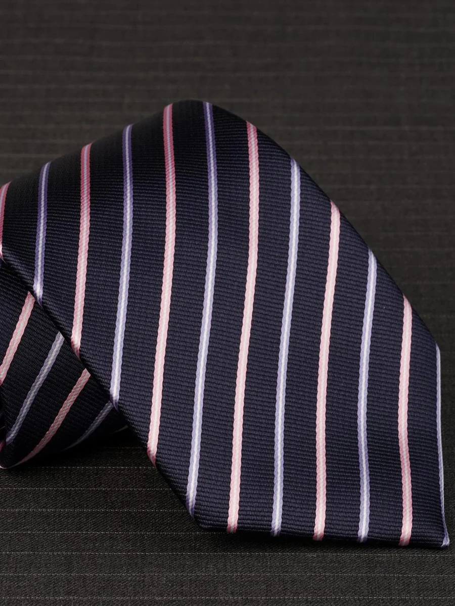 Midnight Blue Pink Stripe Tie