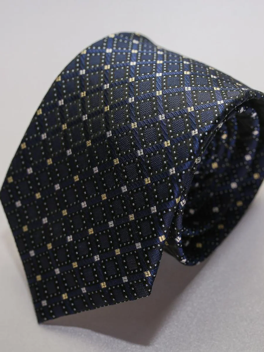 Navy Lattice Gold Accent Tie