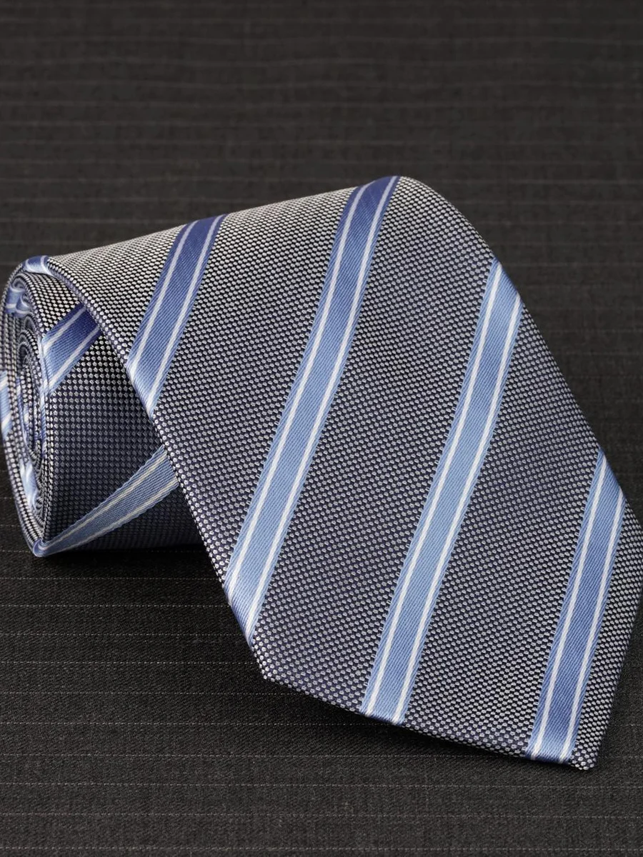 Smoke Grey Blue Stripe Tie