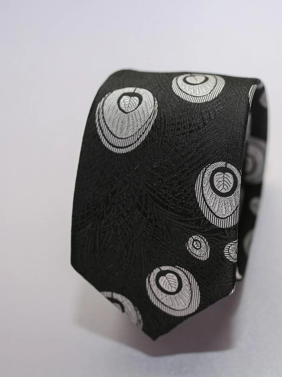 Black Silver Medallion Tie