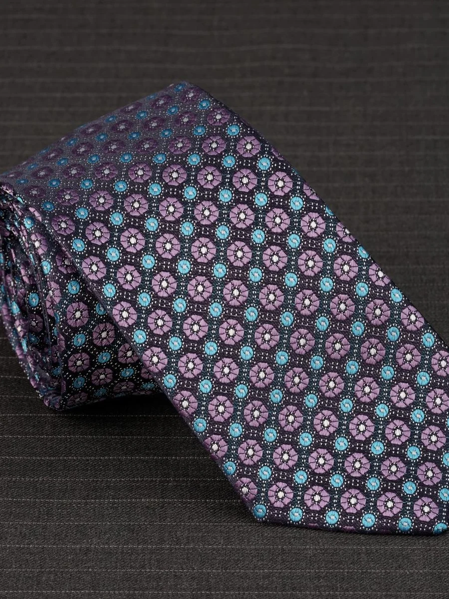 Lavender Medallion Silk Tie