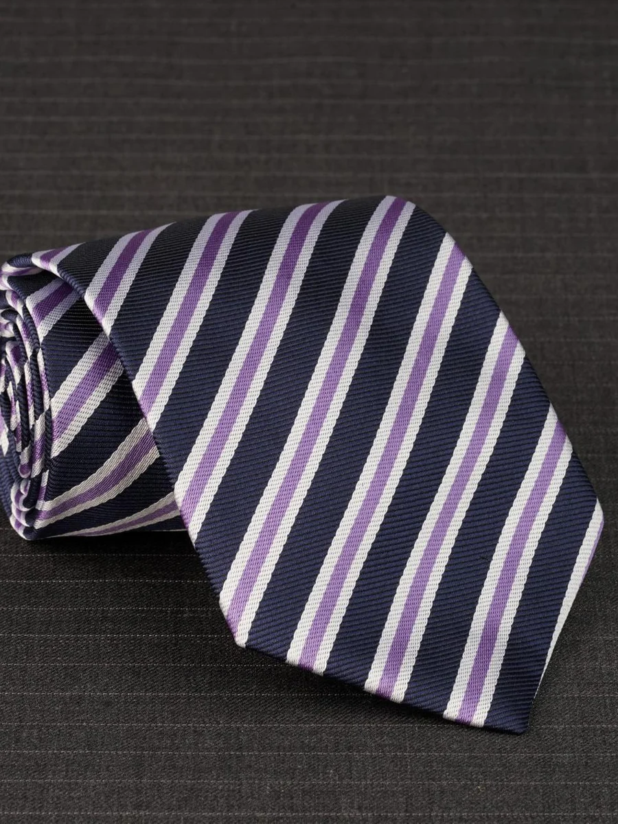 Twin-Stripe Violet Navy Tie