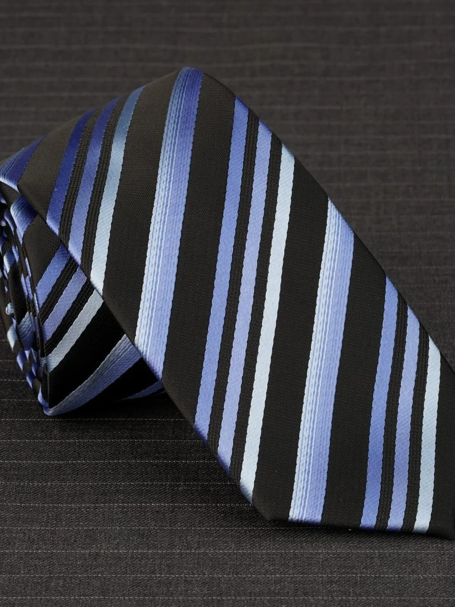 Midnight Blue Striped Silk Tie