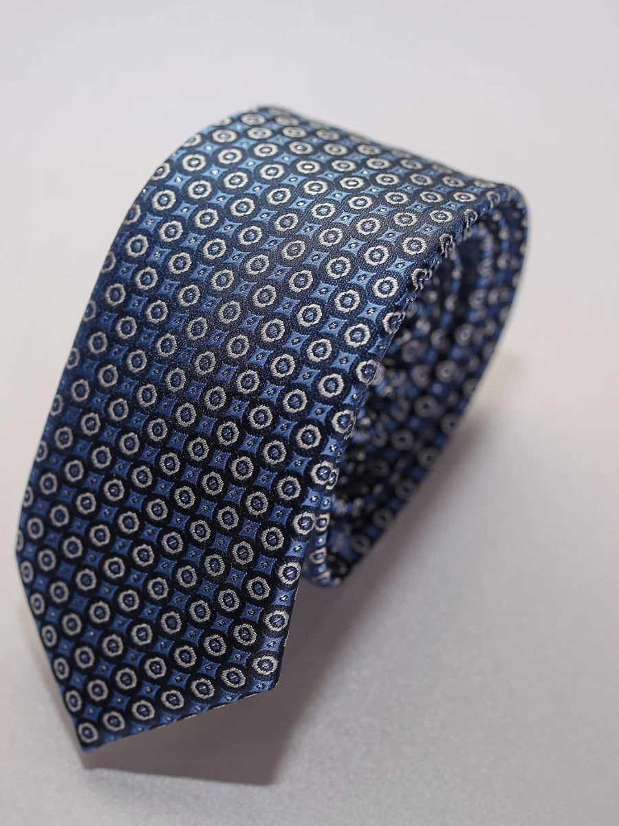 Silver Medallion Navy Tie