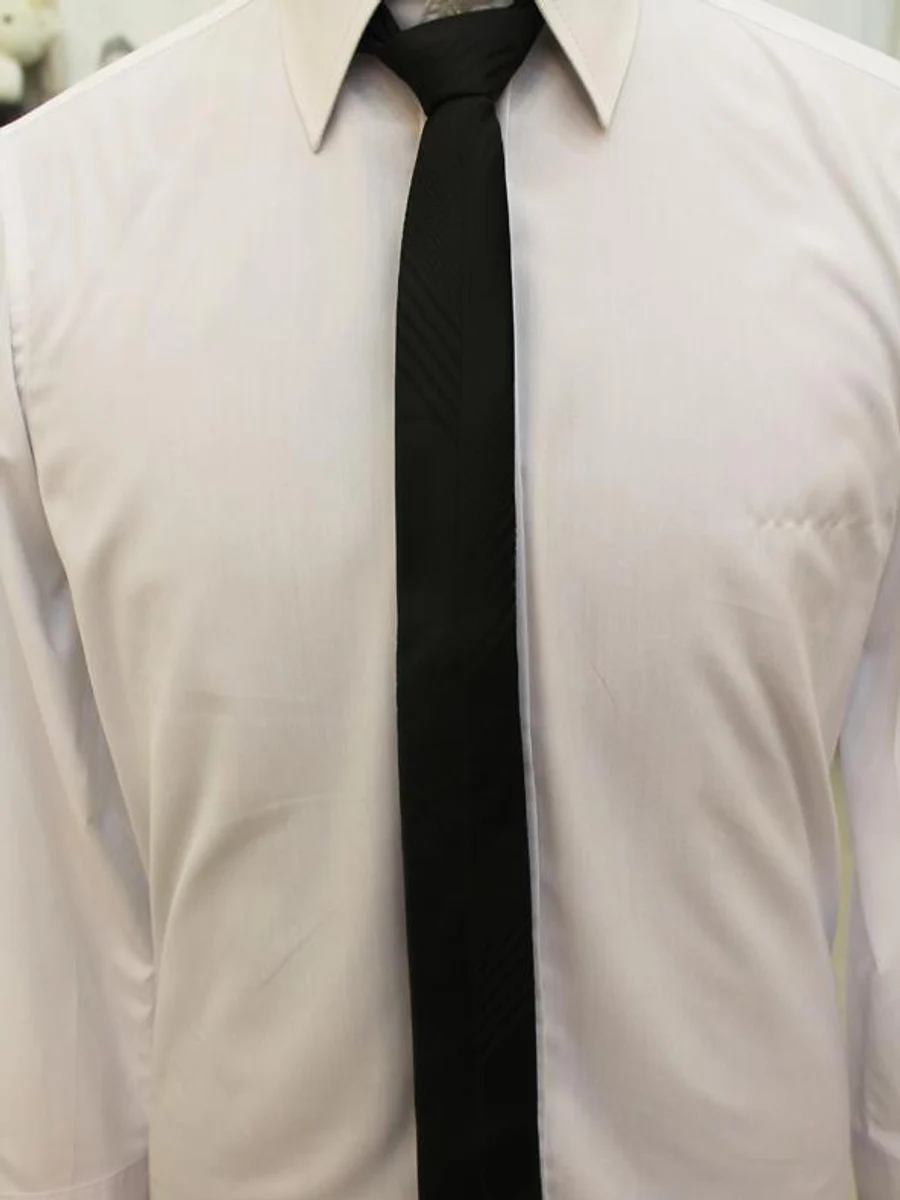 Black Slim Tie with Twill Weave