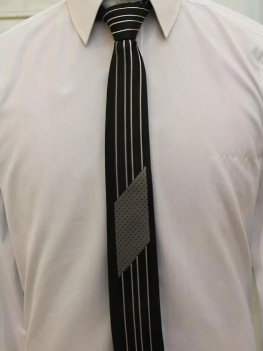 Black Silver Stripe Tie