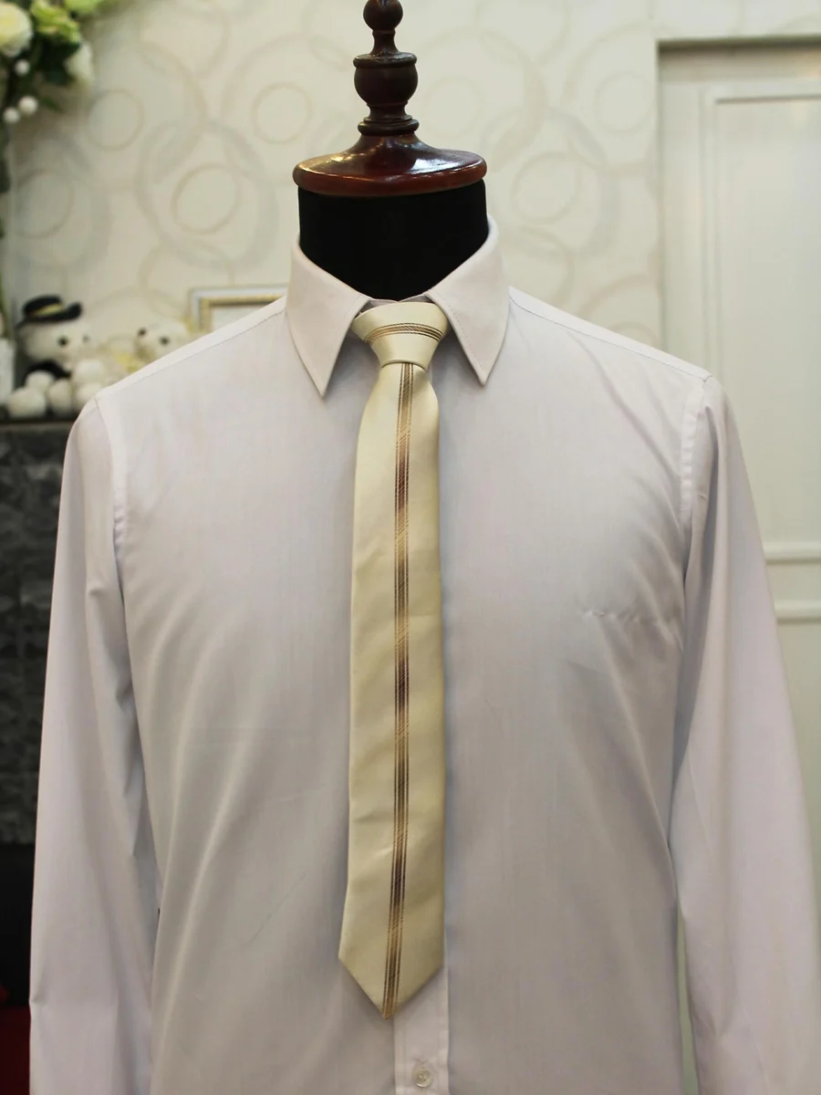Cream Bronze Stripe Tie