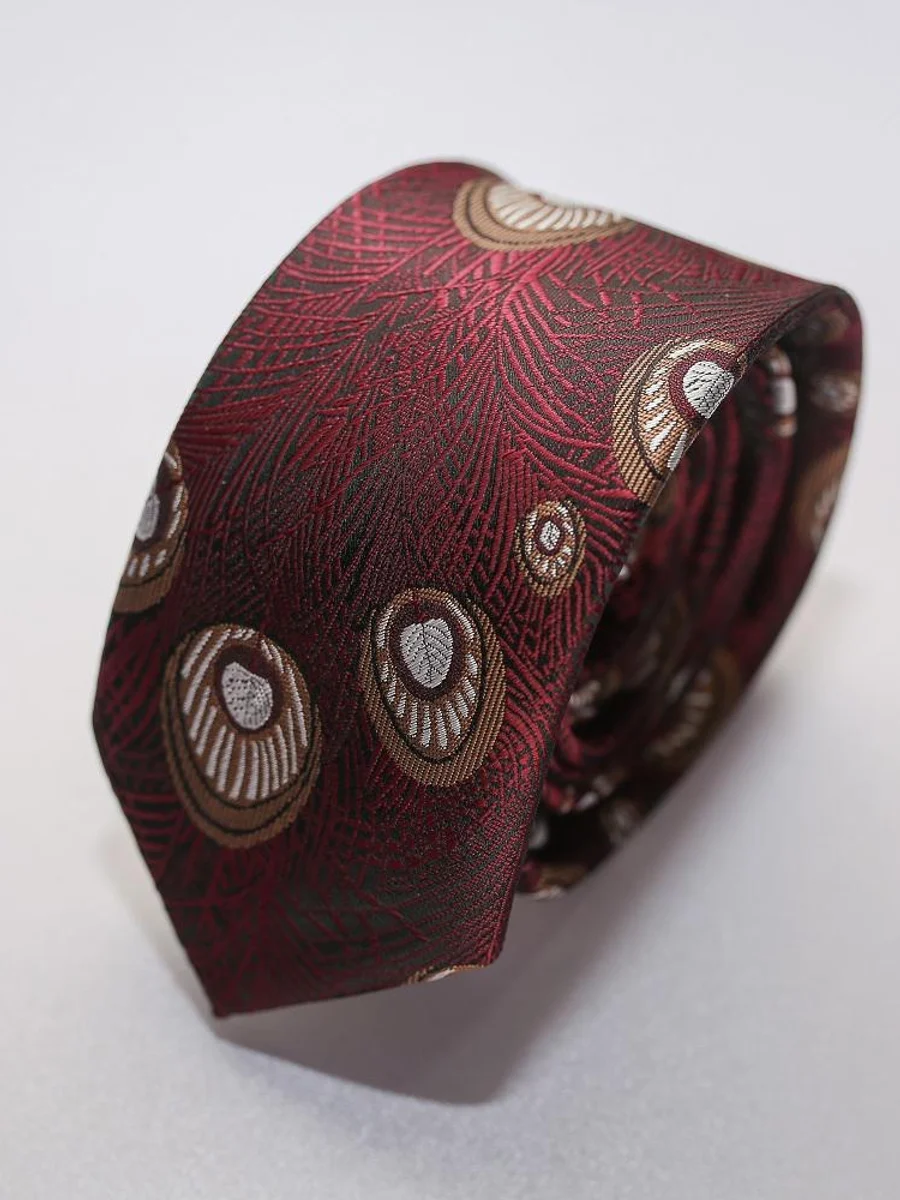 Peacock Plume Burgundy Tie