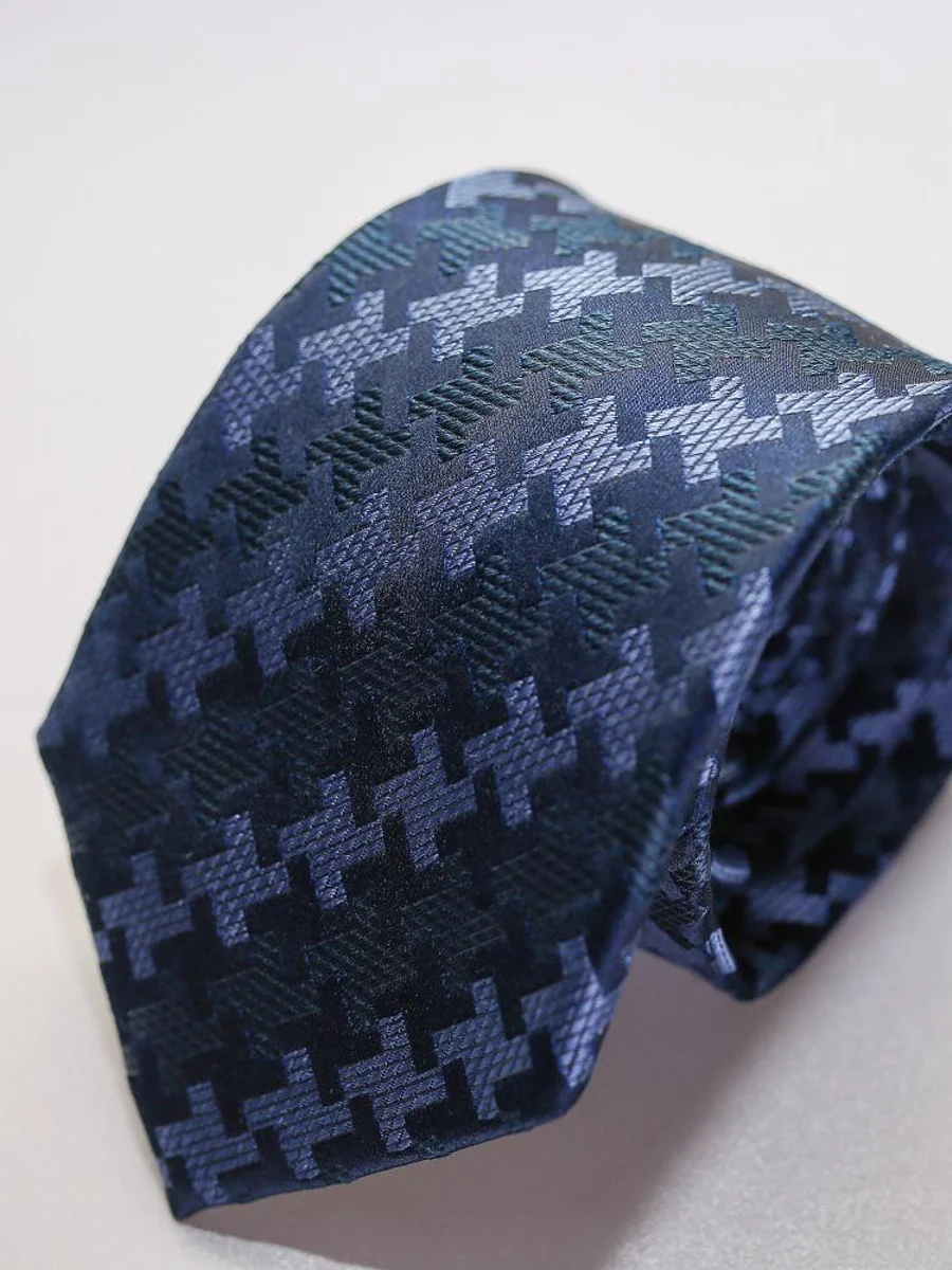 Navy Houndstooth Statement Tie