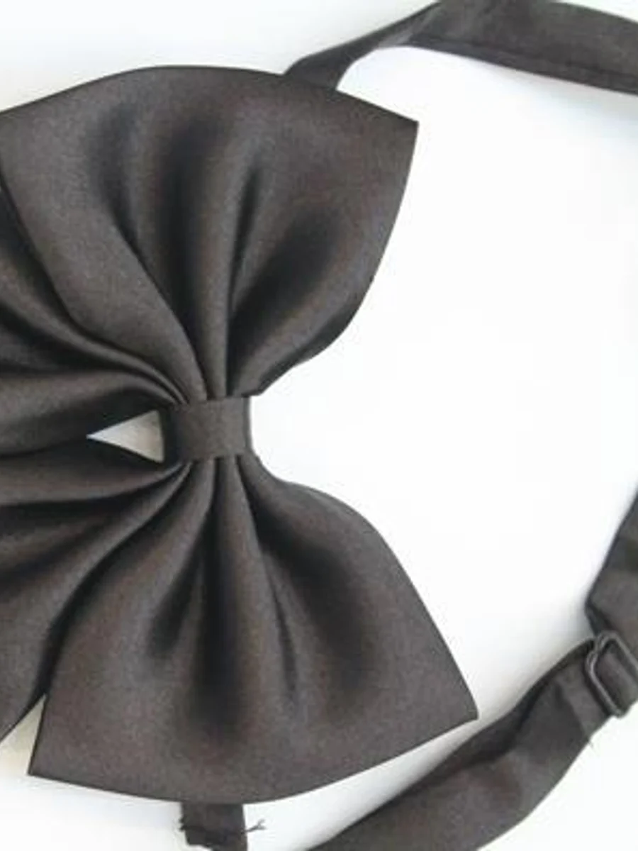 Black Satin Butterfly Bow Tie