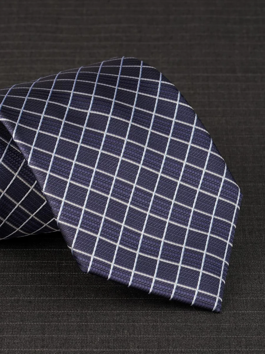 Navy Windowpane Tie