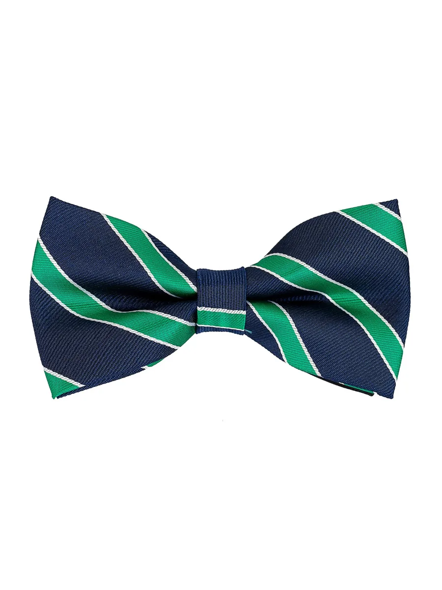 Navy Bow Tie with Green Diagonal Stripes