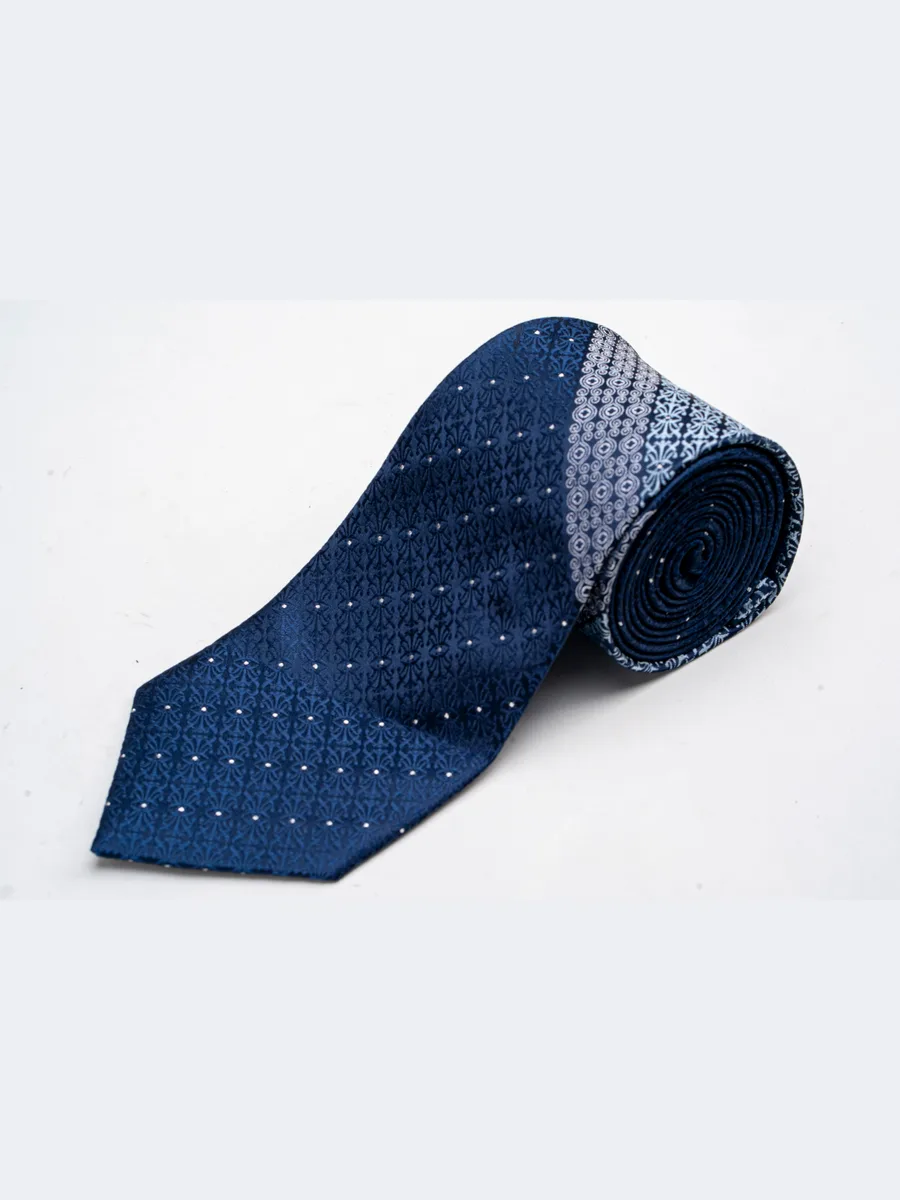 Navy Jacquard Tie with White Dots