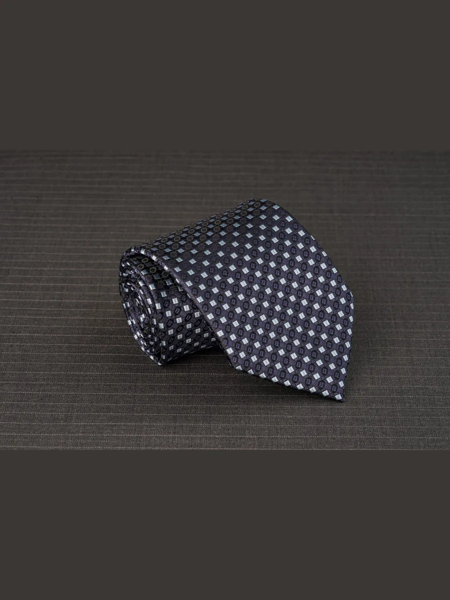 Charcoal Violet Micro-Check and Dot Tie