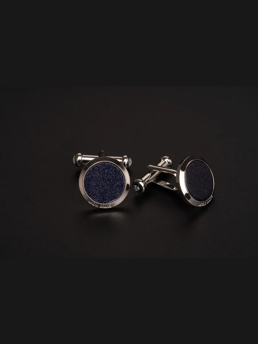 Silver Navy Goldstone Cufflinks