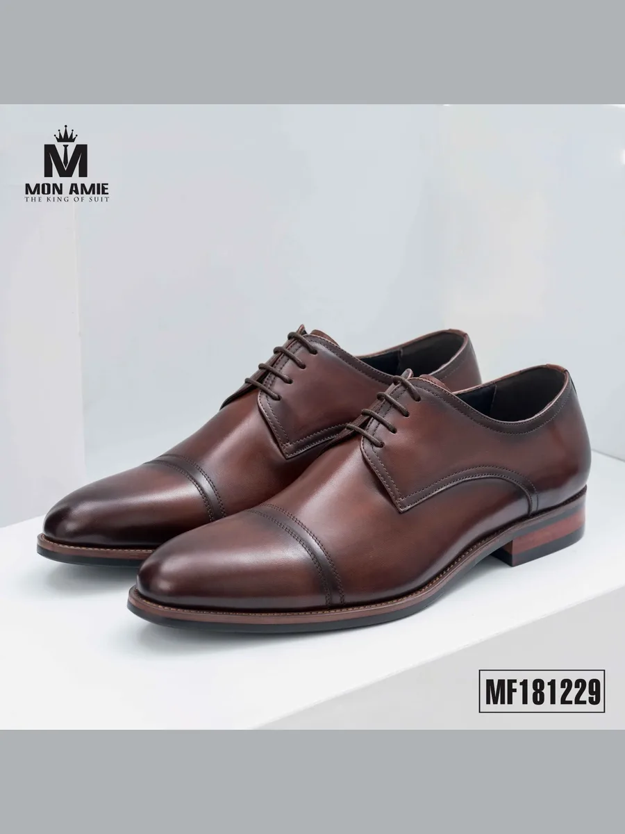 Burgundy-Brown Cap-toe Derby