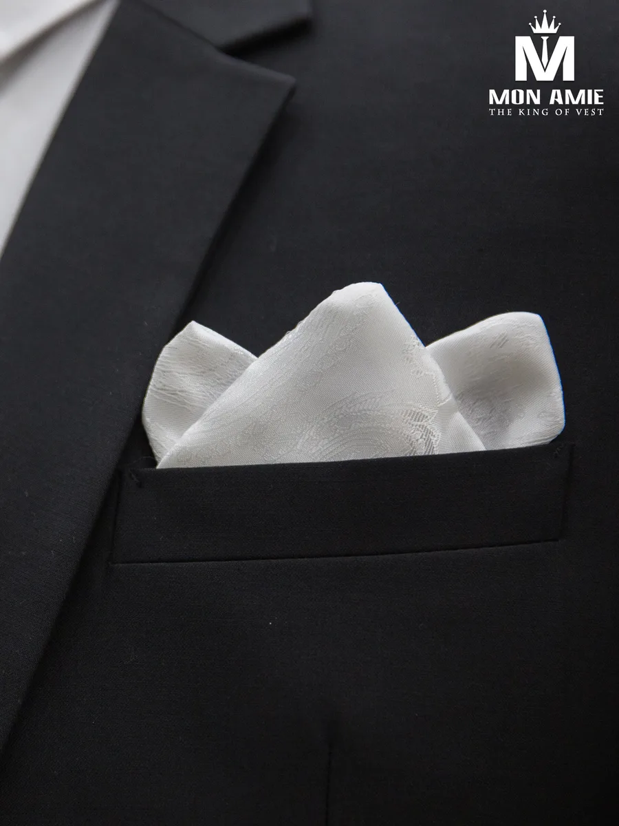 Ivory Tone-on-Tone Paisley Pocket Square