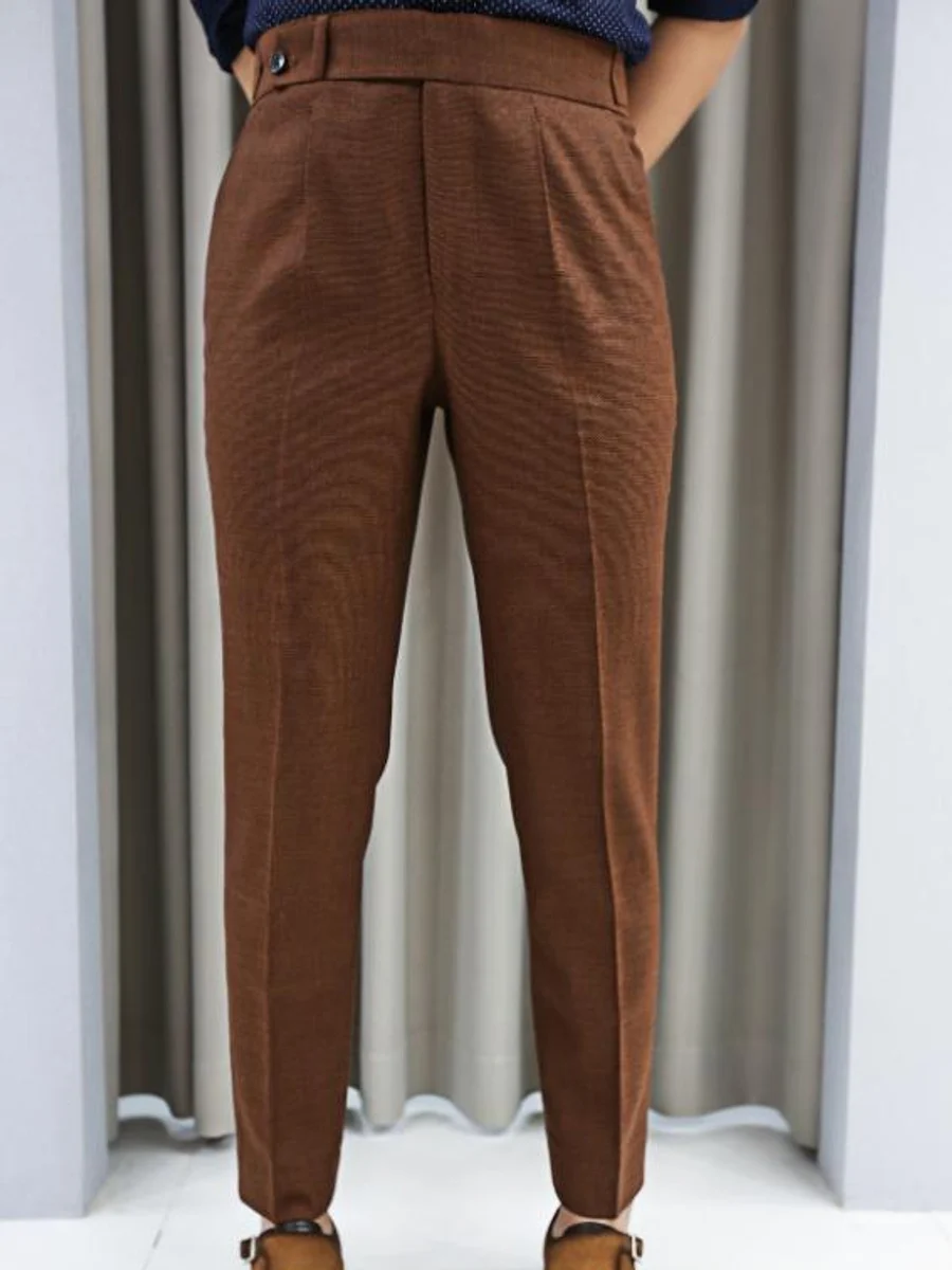 Chestnut Textured Weave Trousers