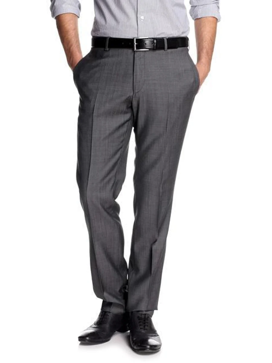 Charcoal Grey Flat-Front Trousers