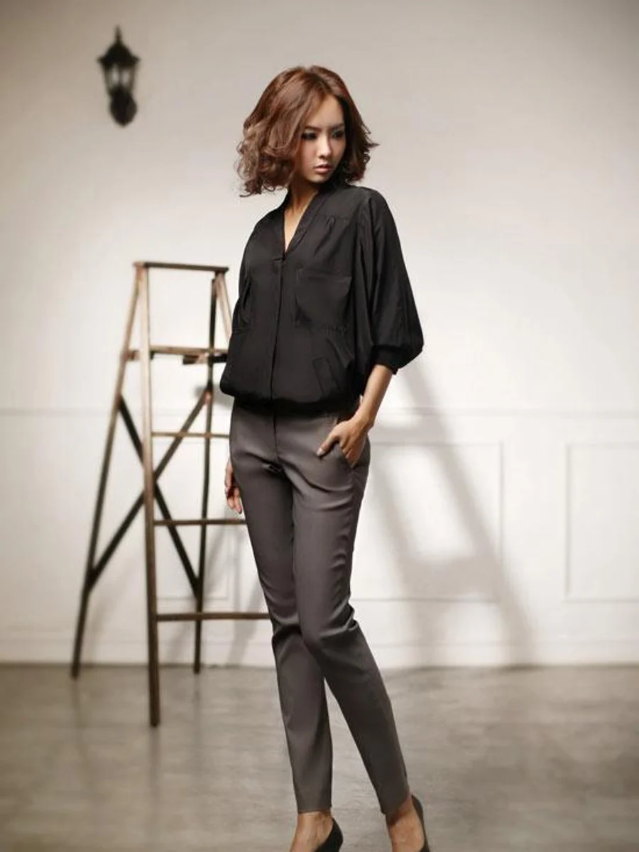 Taupe Satin-Touch Tailored Trousers