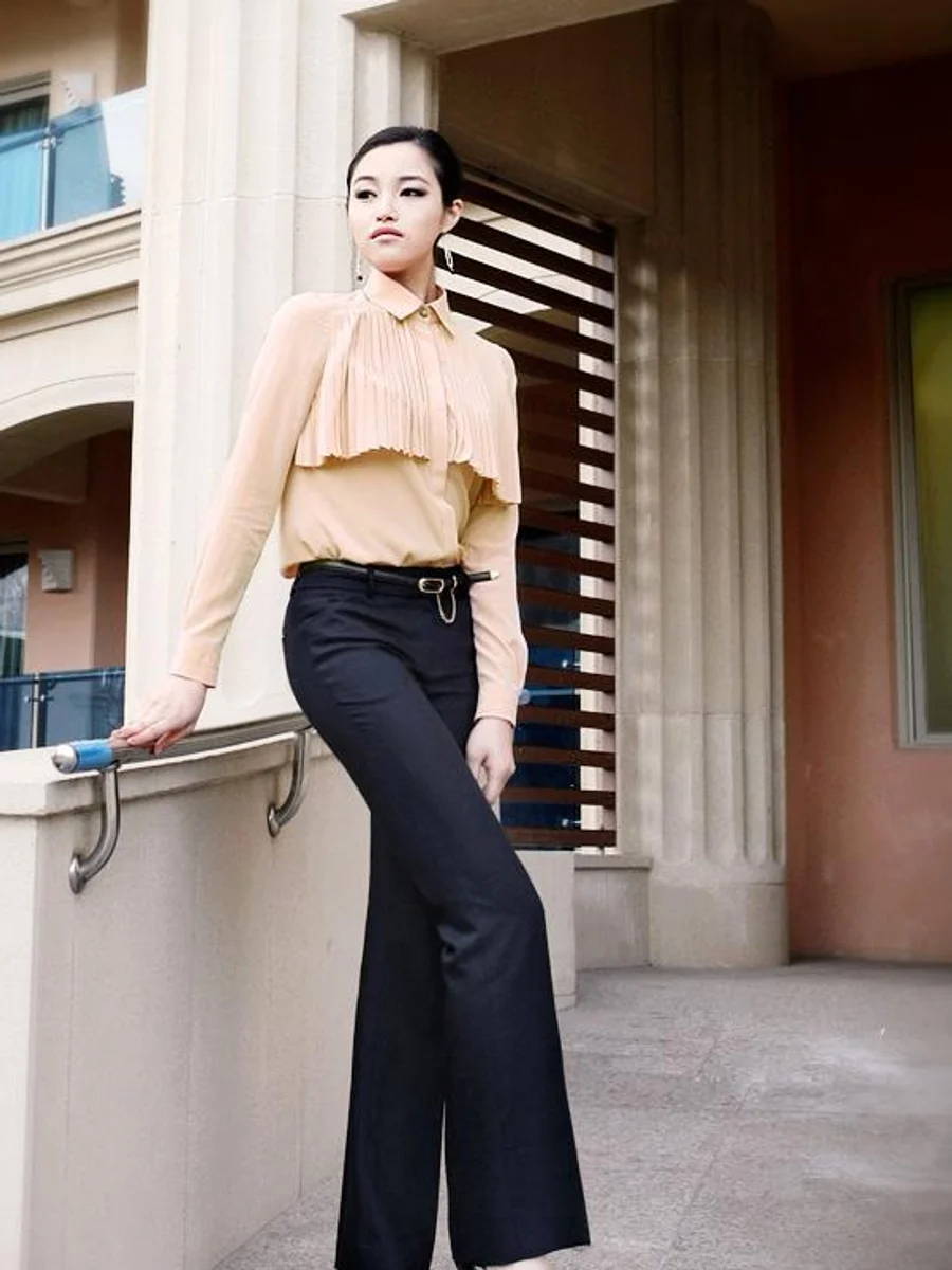 Black High-Waist Flared Trousers
