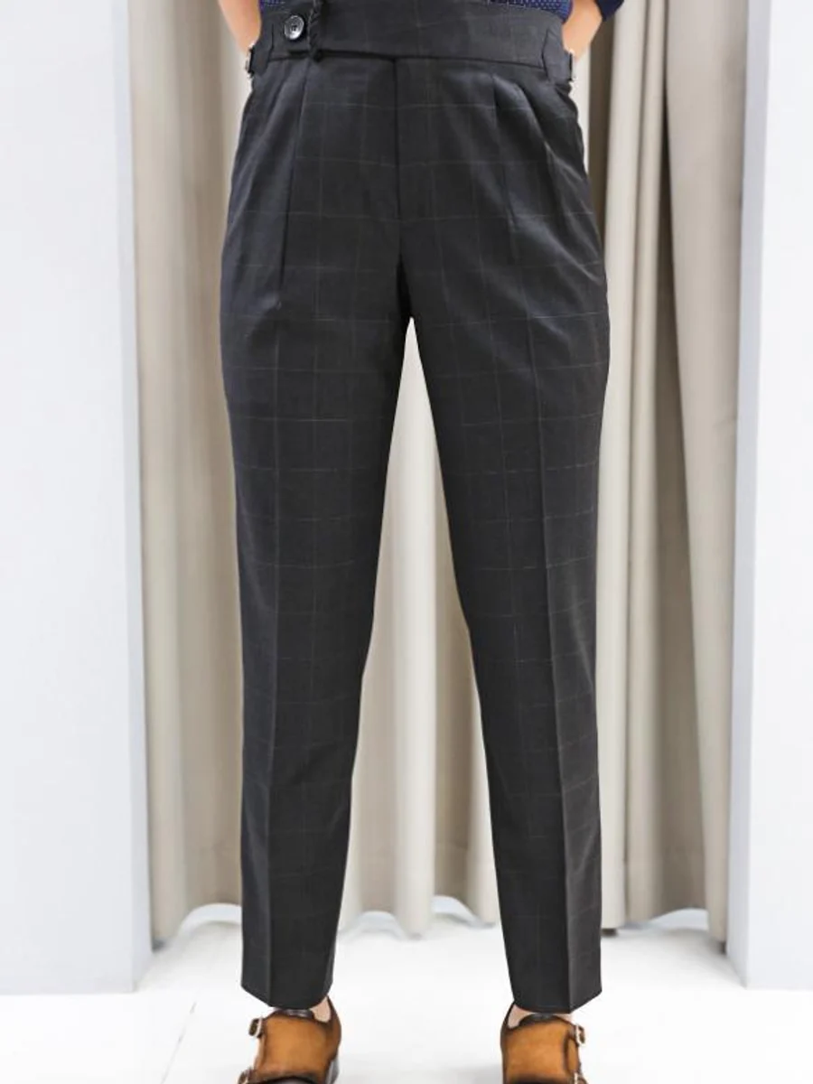 Charcoal Windowpane Trousers