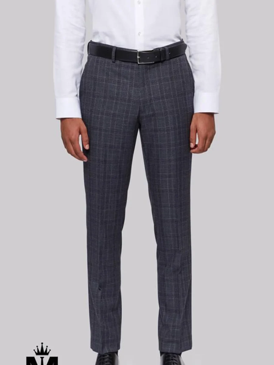 Smoke Grey Windowpane Trousers