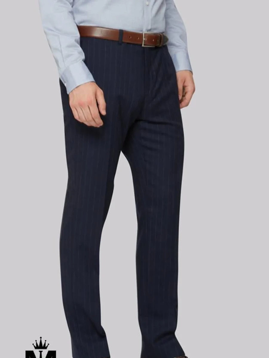 Navy Pinstripe Business Trousers