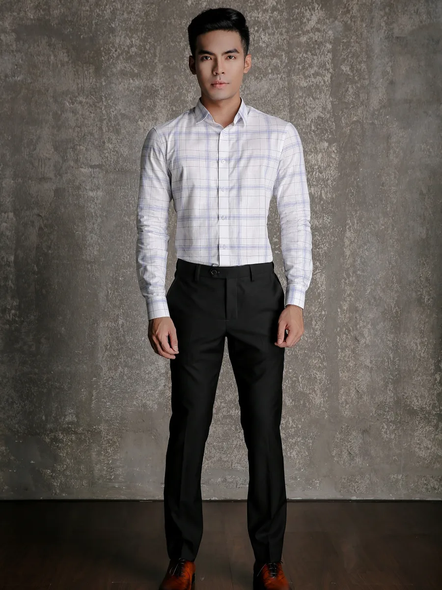 Black Slim Straight Dress Trousers