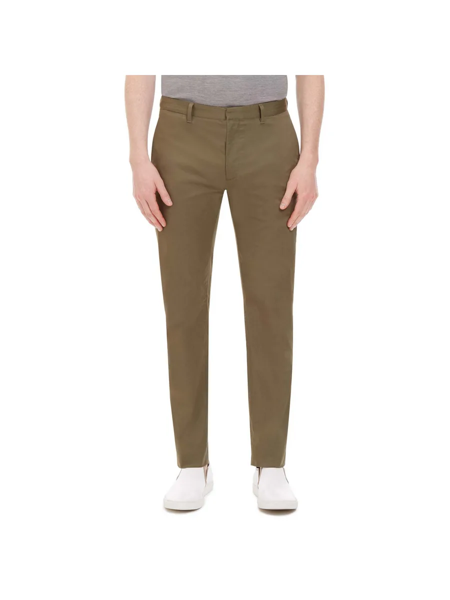 Olive Brown Cotton Chino Tapered Trousers
