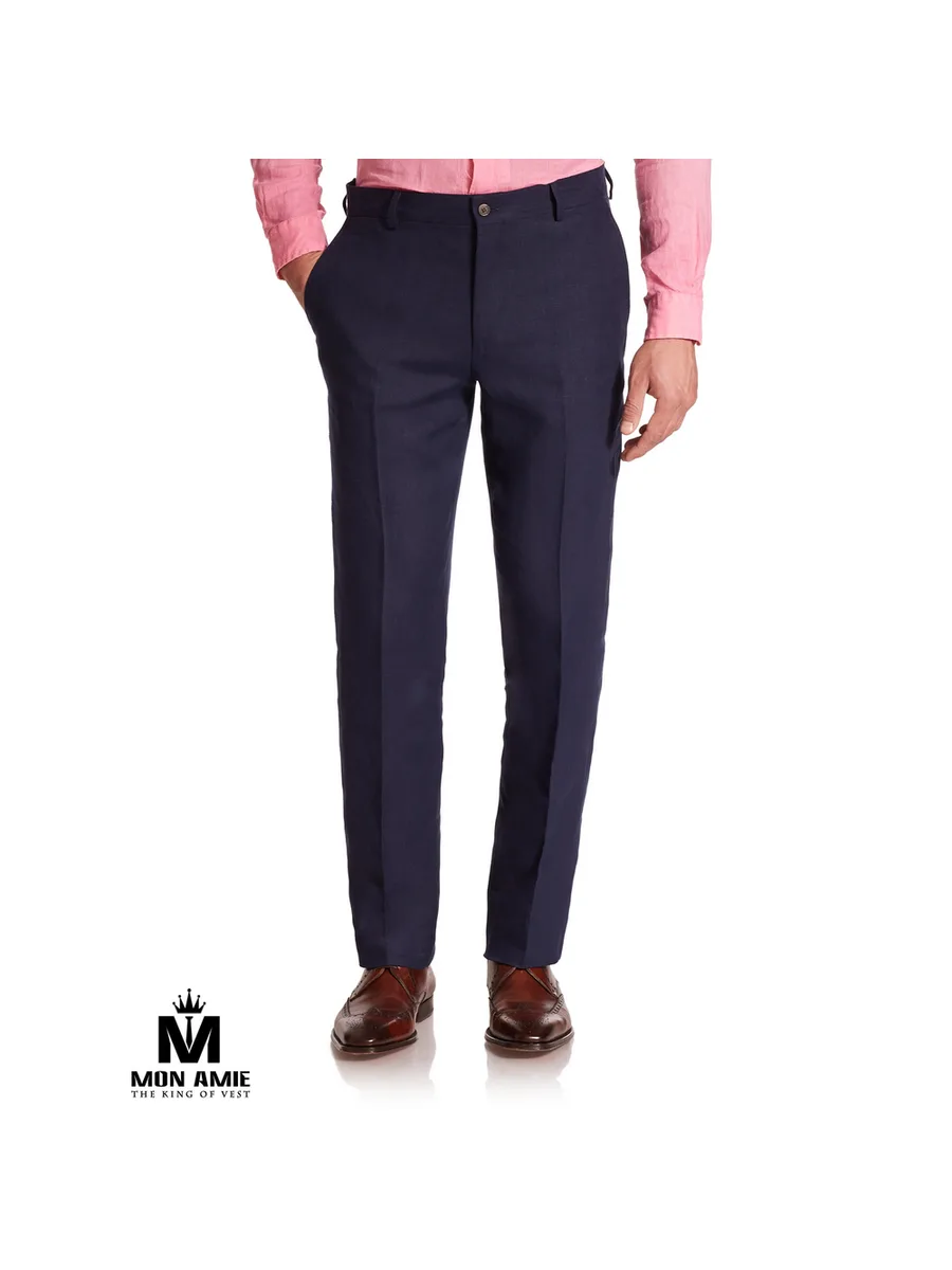 Navy Linen Summer Trousers