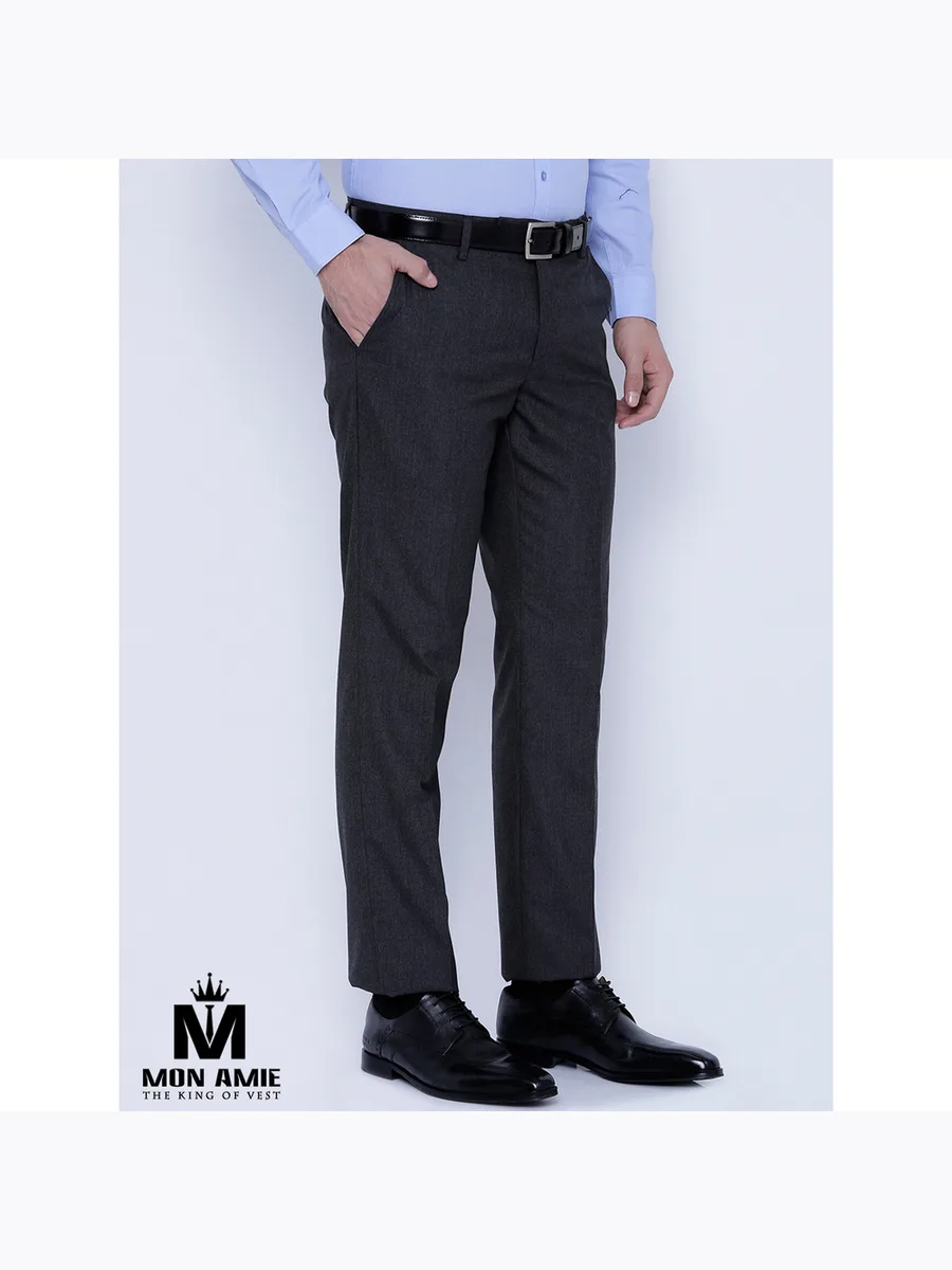 Charcoal Melange Tapered Trousers