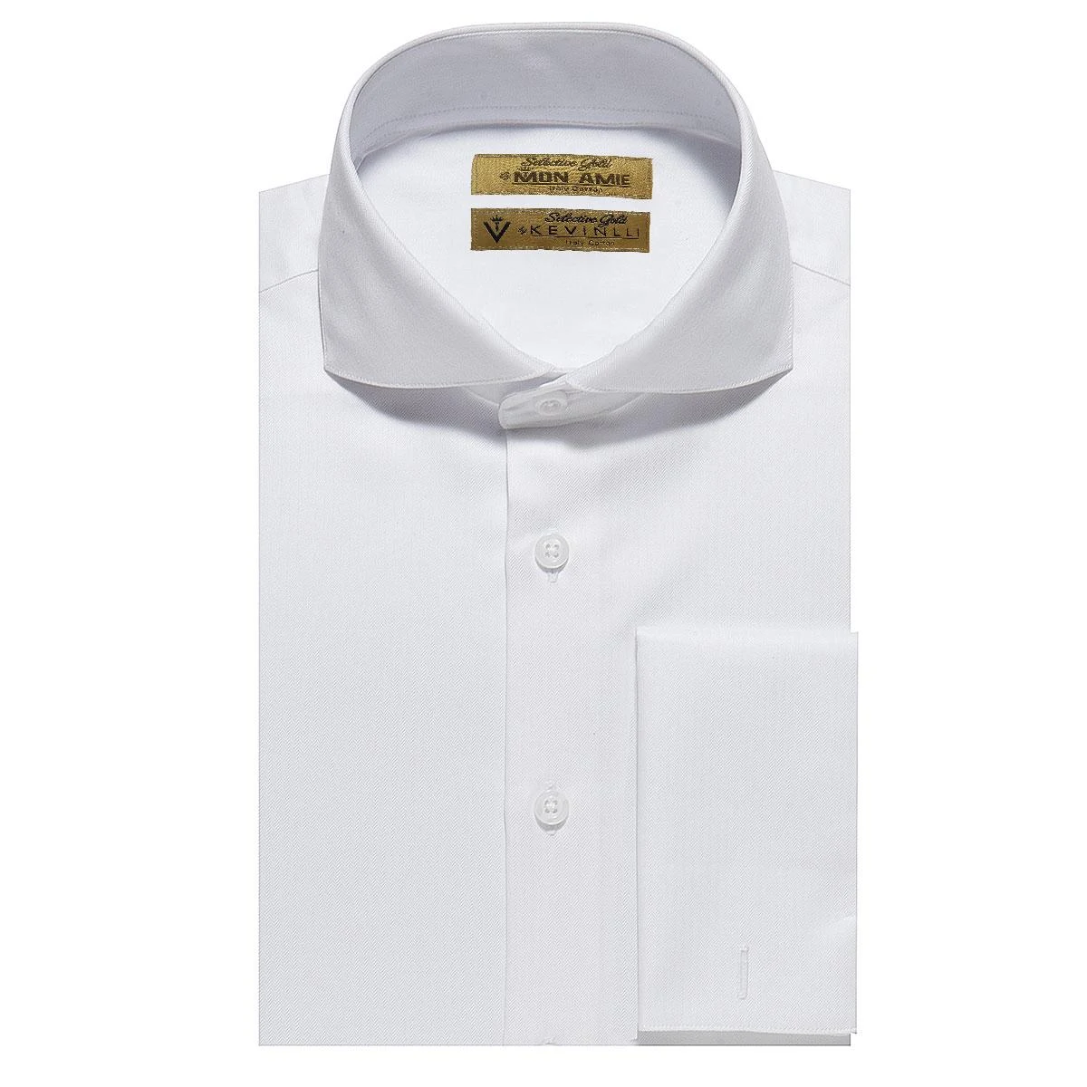 A white twill shirt, a dense weave that shows through less and wrinkles less, for an office shirt