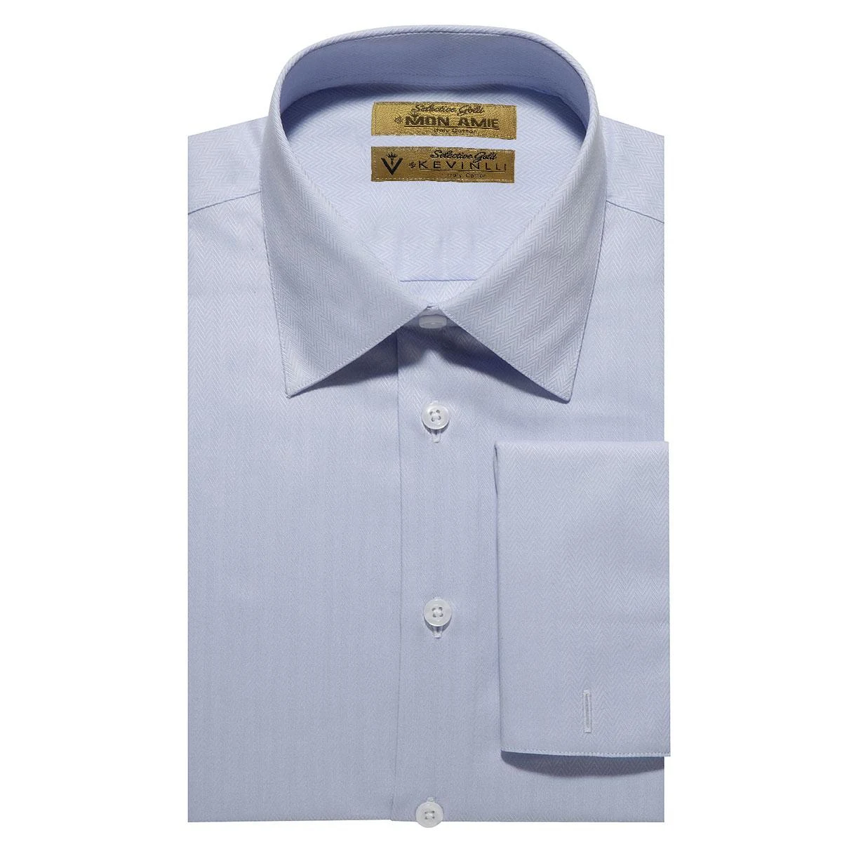 Herringbone Double-Cuff Shirt, light sky blue